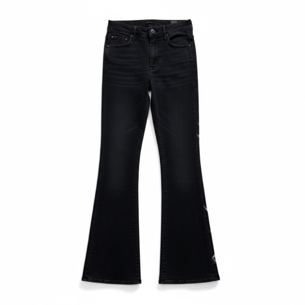 Mother Weekender Mid Rise Faded Black Flare Jeans